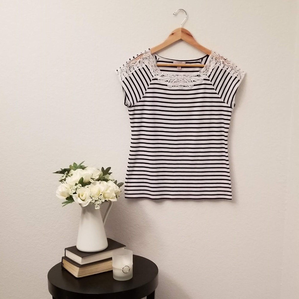 Navy Striped Cotton T-Shirt